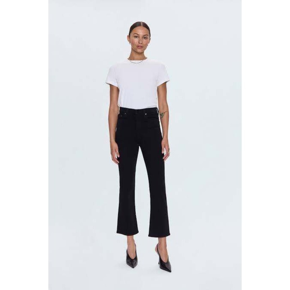 Pistola Raw Hem High Rise Flare Jeans Women Medium Black P00016088BM BKSTN